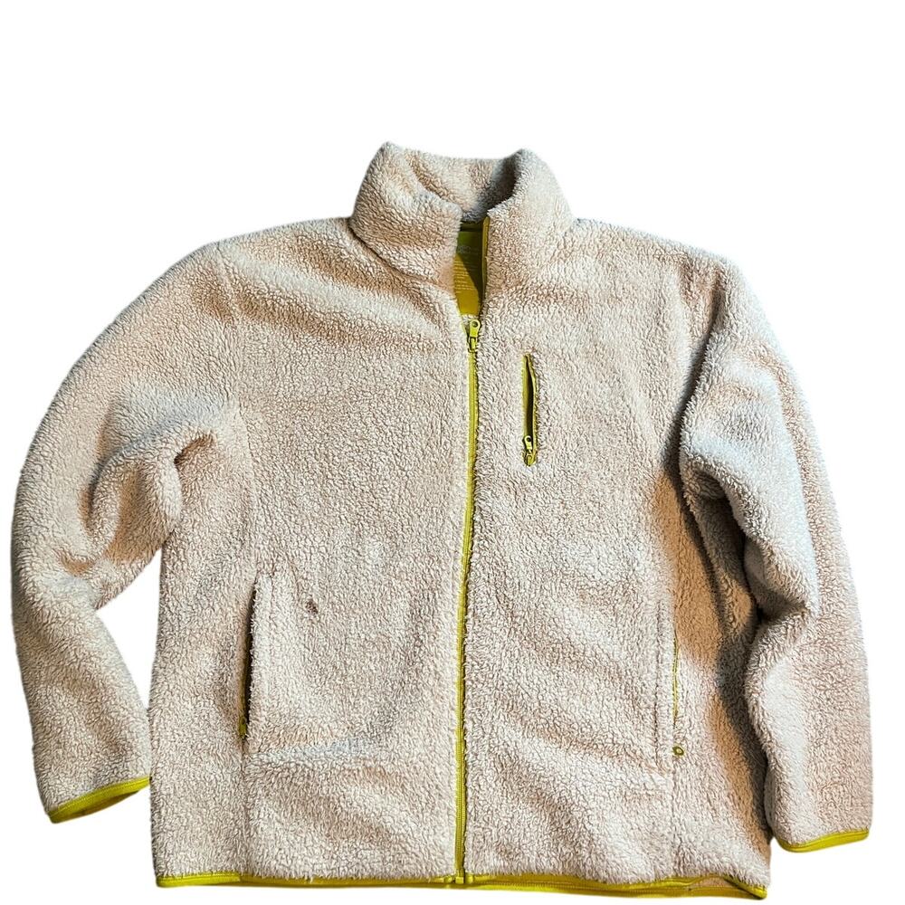 Girlfriend collective sherpa fleece cream/neon yellow size med